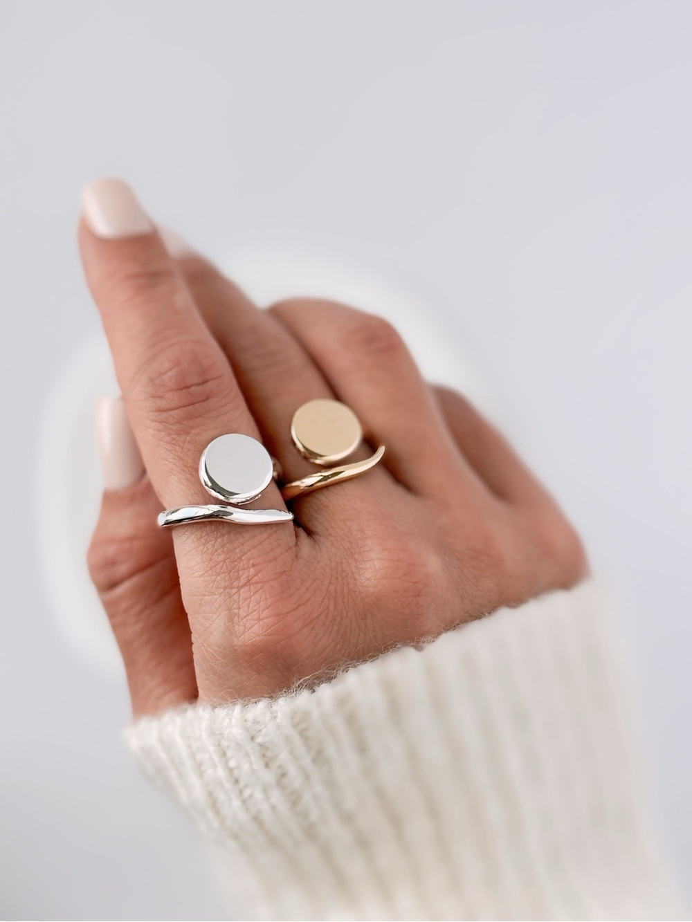 Minimal Disc Open Ring in 18k Gold or Silver Plated - Women Jewelry - Adjustable